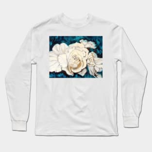 Gardenia on Blue Long Sleeve T-Shirt